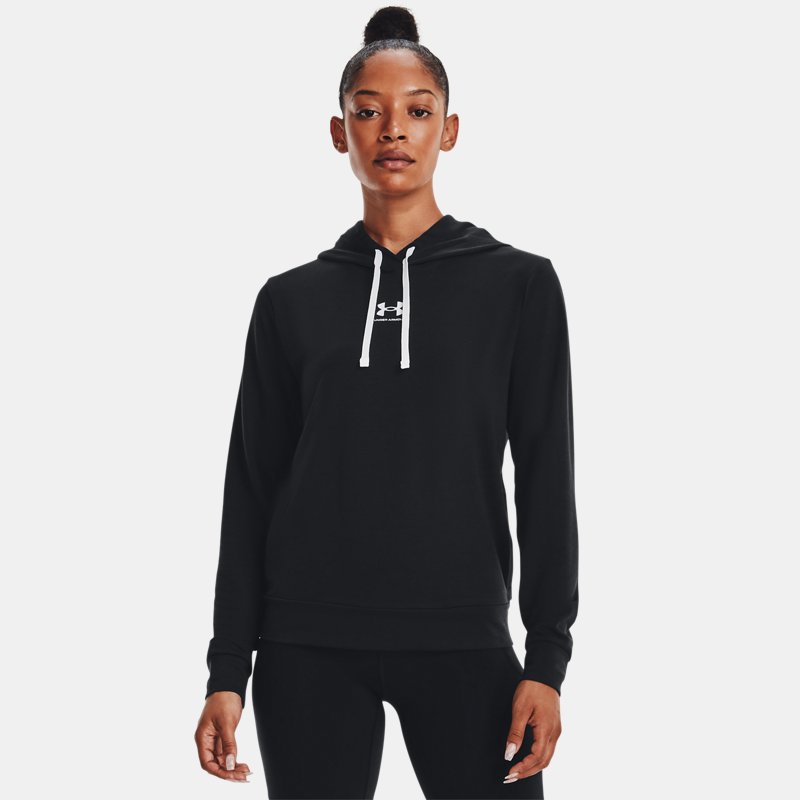 Women's Under Armour Rival Terry Hoodie Black / White XS